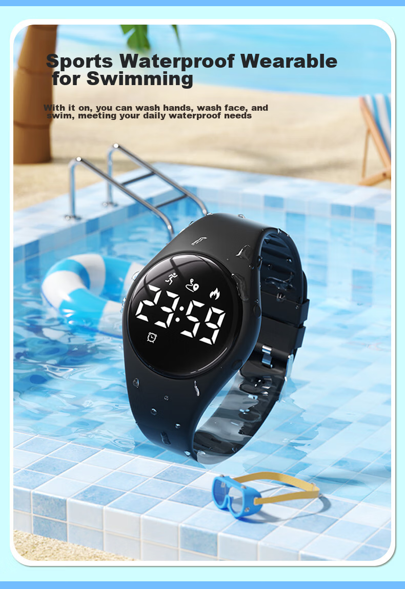 Koshi Silent Vibration Alarm Clock Student Watch Swimming Waterproof Junior High School Boys Kids Electronic Exam Watch 4