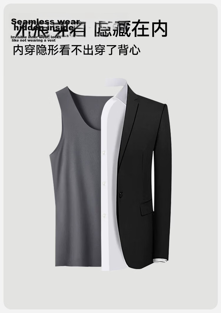 Ordifen 2-Pack Men's Vest High-End Casual Seamless Base Layer 80S Modal 10A Antibacterial Summer Thin Sports Underwear 9