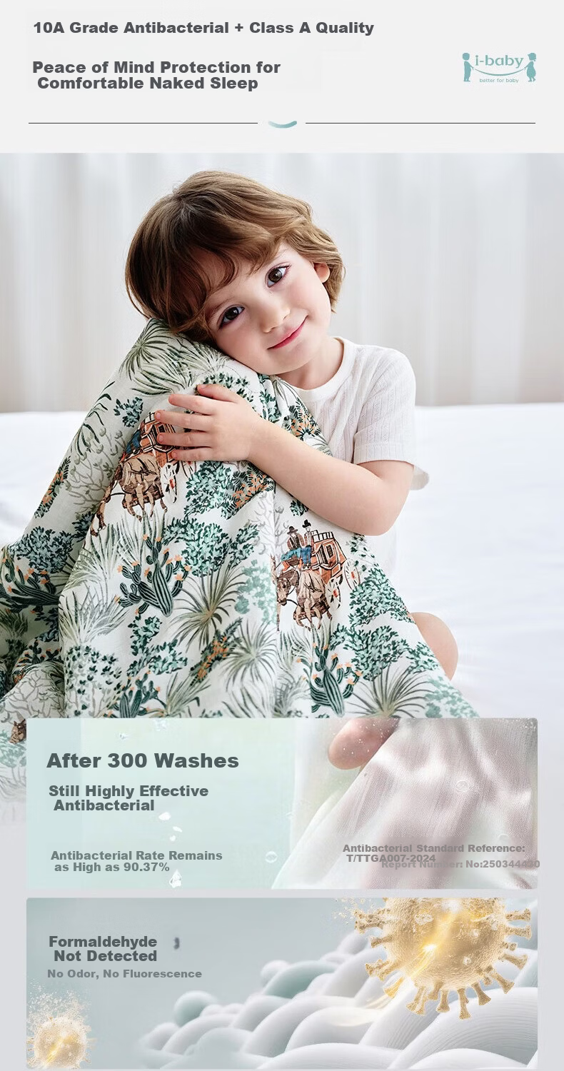 Ibaby × Outlast Space Capsule Temperature-Regulating Deep Sleep Four-Season Children's Blanket Summer Cooling Quilt Air Conditioning Quilt Dense Forest 120×150 16