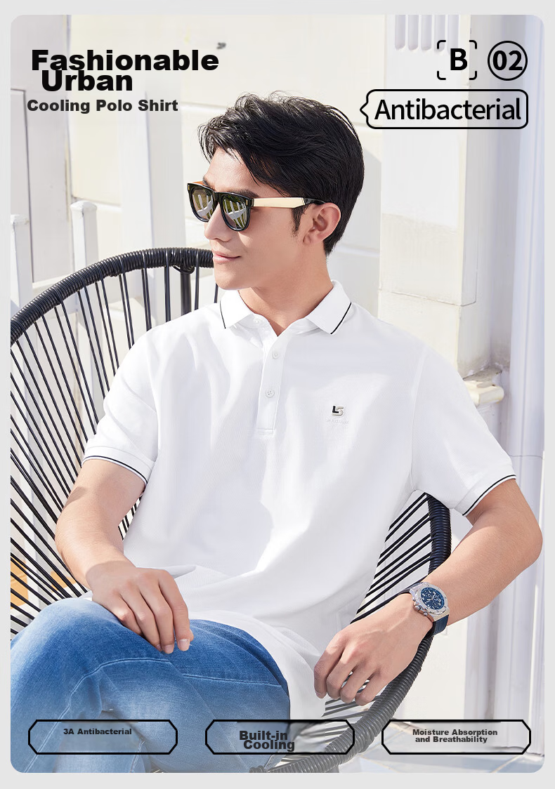 Laxton Men's Short Sleeve Summer Polo Shirt Antibacterial Moisture-Wicking Breathable Cooling Anti-Curling Navy Blue S 1