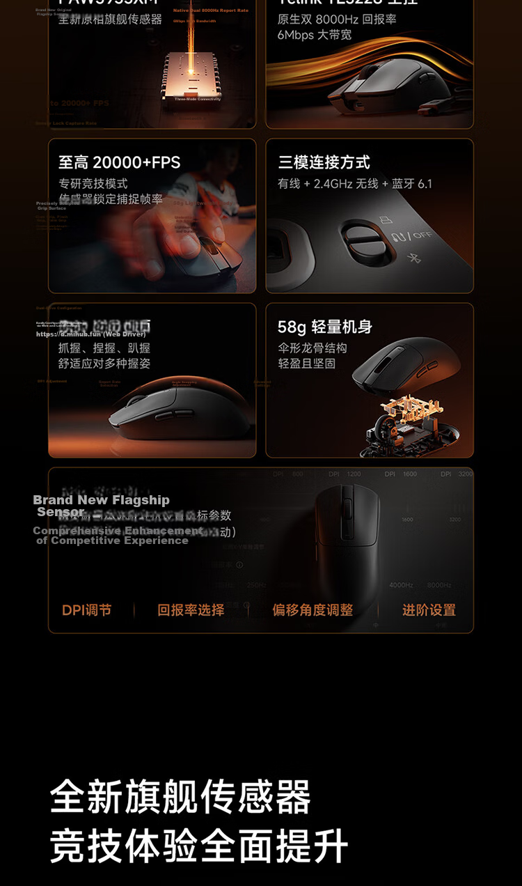 MI Mouse X1 Wireless Gaming Mouse, Dual-Mode (2.4GHz/Wired), Lightweight, 3395 Sensor, Dual 8K, 26000 DPI, for Valorant, CS2, VALORANT, LOL, Black Color 4
