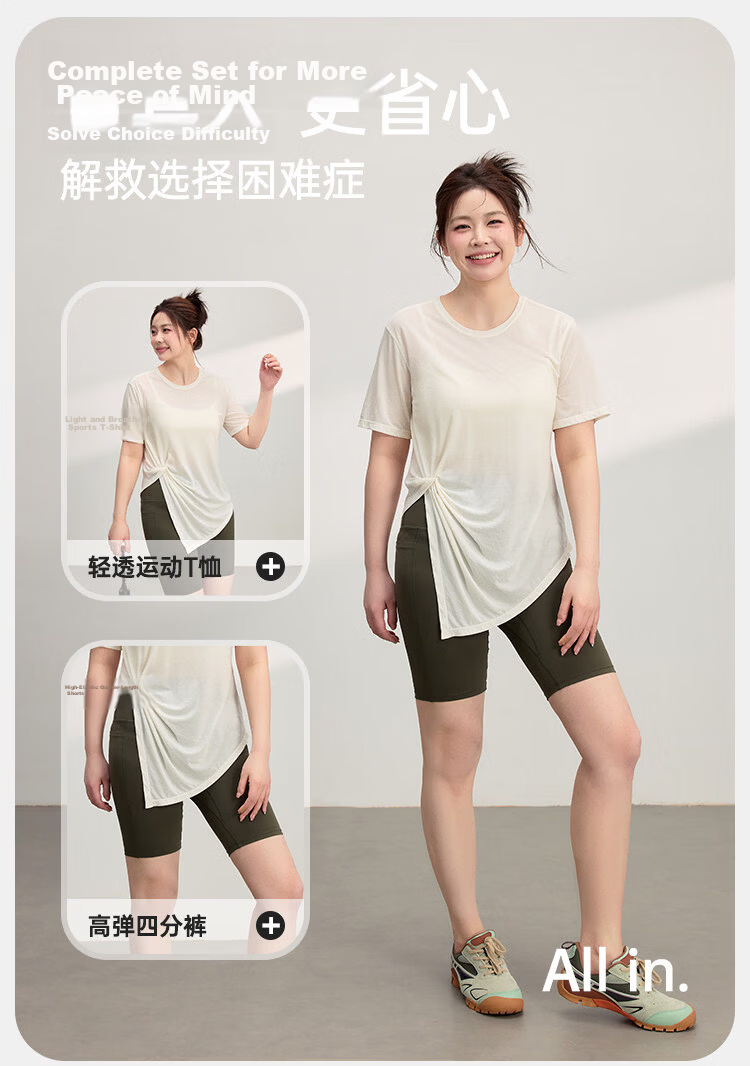 Borui Women's Summer Quick-Dry Sports Pullover T-Shirt Plus Size Yoga Fitness Short Sleeve Top 3