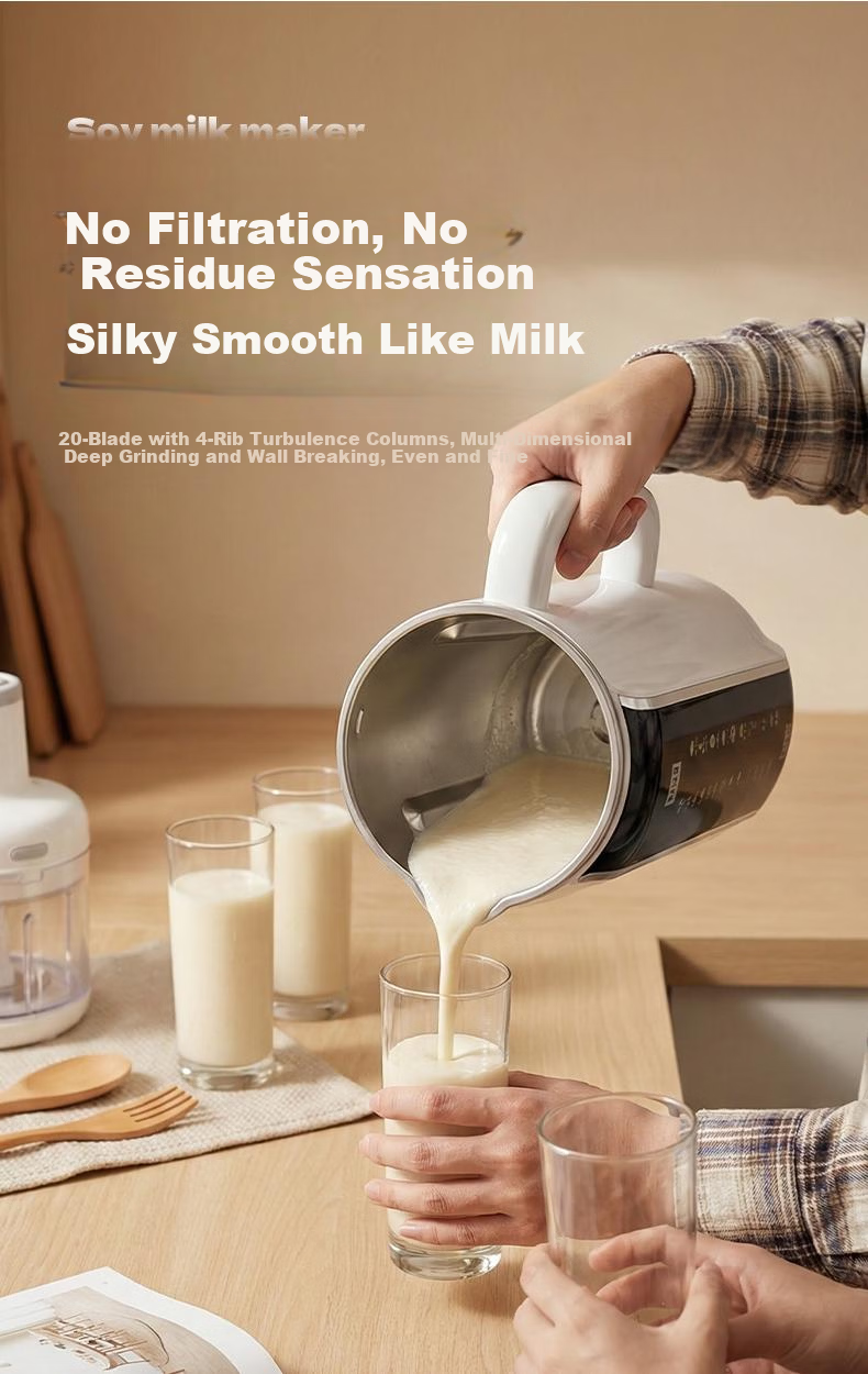 Malata Upgraded Blender Soy Milk Maker Quiet Noise Reduction Multifunctional Home Voice Broadcast Fully Automatic No Cooking No Filtering Whole Grain Large Capacity 2L 5