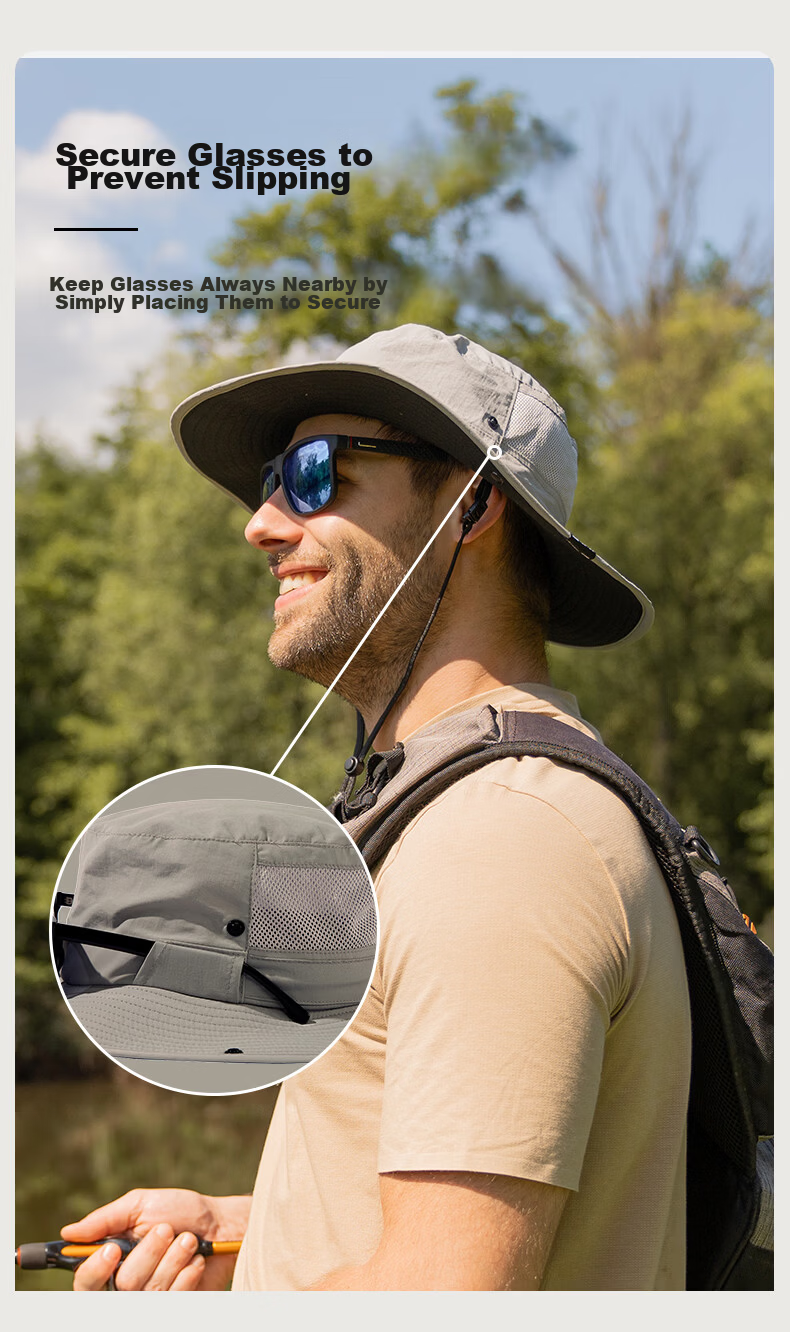 TOPEX Outdoor Sun Protection Hat for Men Large Head Circumference Summer Mountaineering Hiking Fishing Sunshade Water-Repellent Hat 7