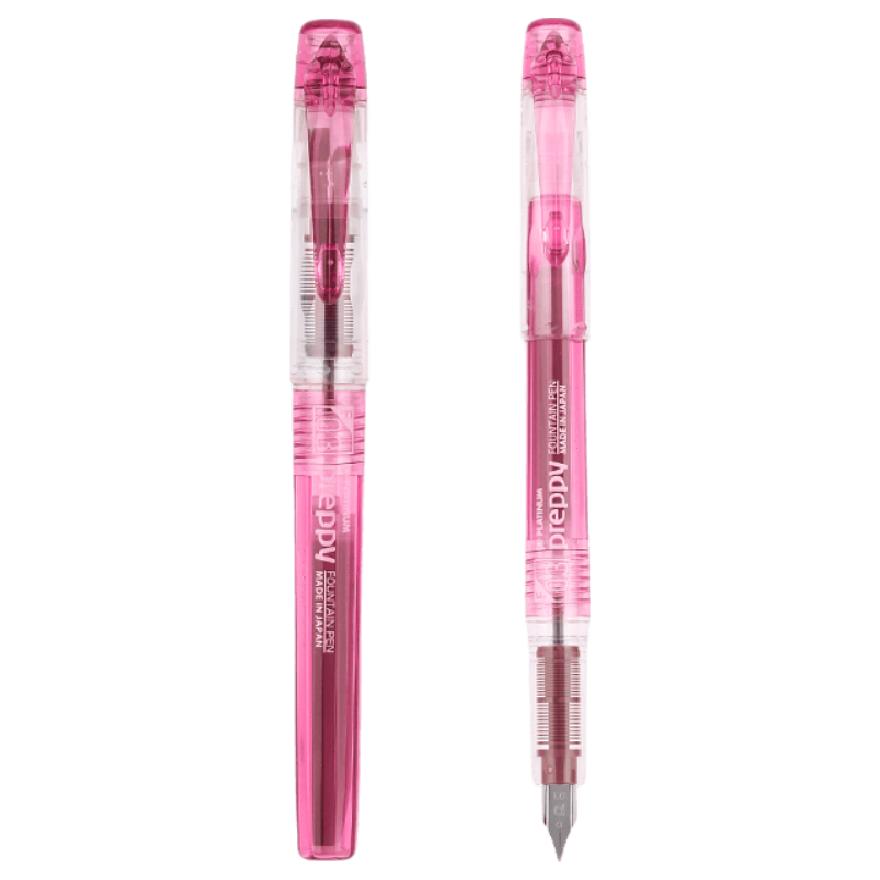 PLATINUM Fountain Pen, PSQ-300C#21 Pink, Student Handwriting Practice, Imported Ink Pen with Transparent Barrel, 0.3mm Nib
