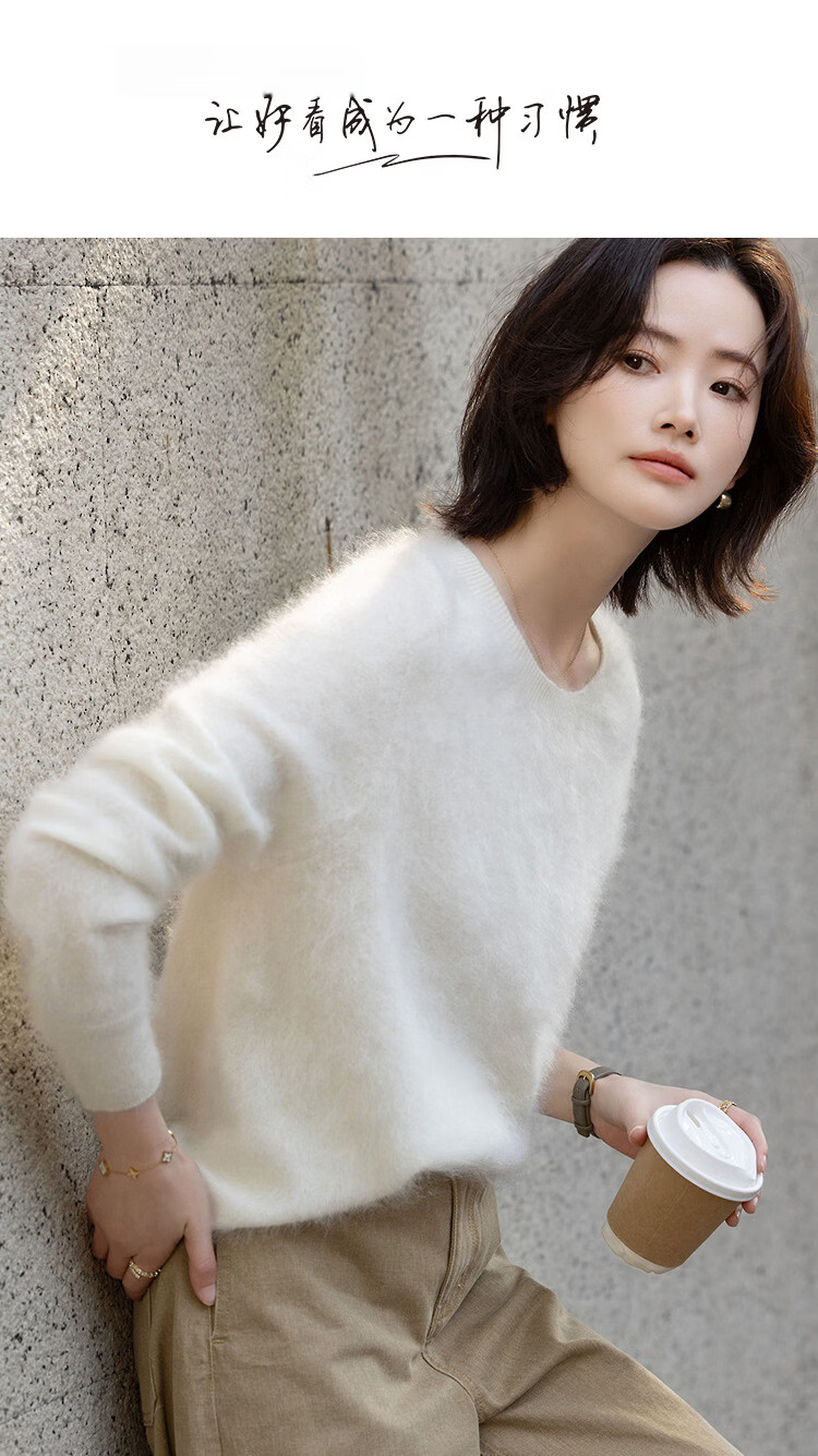 Demana [100% Cashmere] Winter Cloud Soft Warm Shoulder Raglan Loose Slim Cashmere Sweater for Women Premium Feel 1