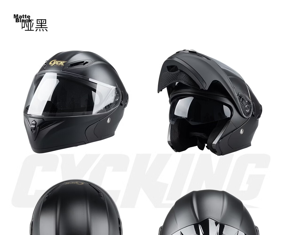 CYCKING Motorcycle Helmet with 3C Certification, Dual Visors, Bluetooth Headset, Unisex Four-Season Riding Full-Face Safety Helmet 23