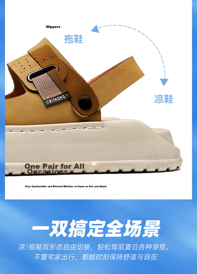 MEXICAN Spring Summer New Men's Sandals Beach Shoes Two-Way Slippers Breathable Dark Green Size 40 6