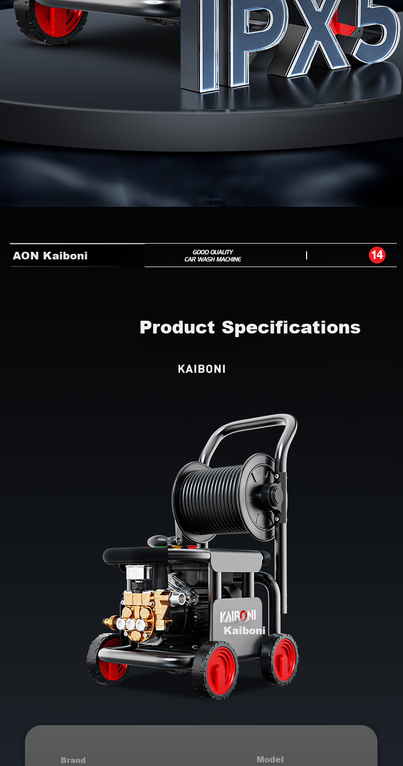 KAIBONI High Pressure Washer 220V High Power Car Wash Pump for Home and Commercial Use Farm and Garden Cleaning 15