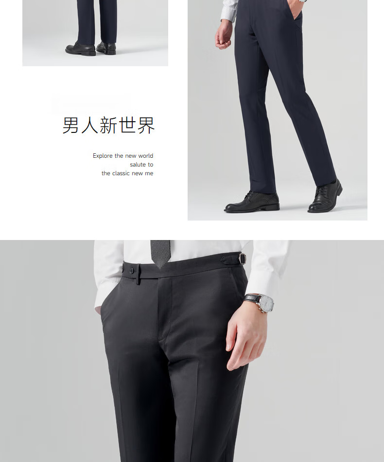 Goldlion Machine Washable Wool Blend Spring Summer Men's Business Trousers Black-99 31 8