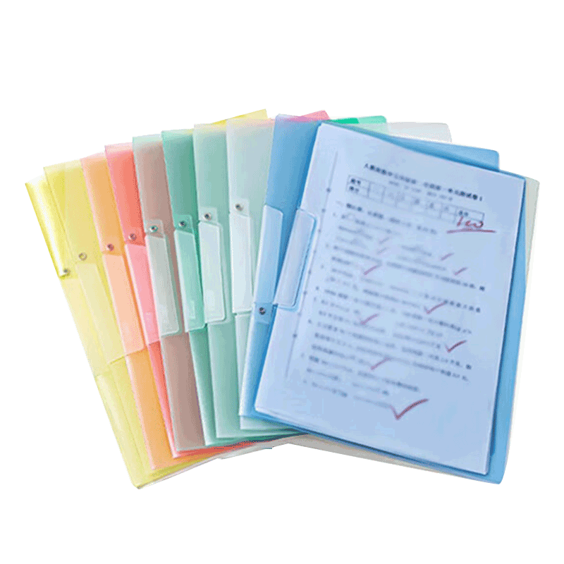 DiLe 90° Rotating Side-Opening PP File Folder, Thickened A4 Material Exam Paper Storage, Student Office Use, Pack of 5, FU-370 Transparent Green Document Folder