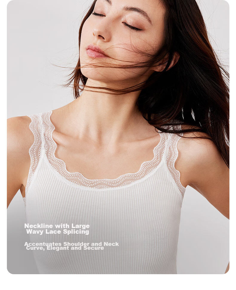 Maniform Women's Ribbed Sexy Lace Wearable Base Layer 3A Antibacterial Beautiful Back Tank Top 3