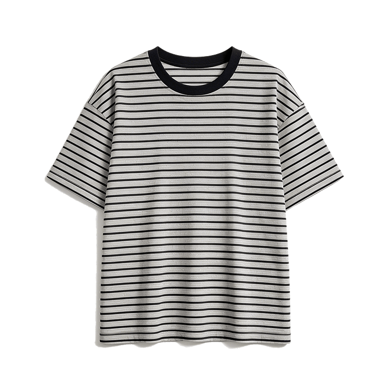 Demana [Leisure Style] Summer Simple Retro Striped Five-Sleeve Loose Fit Slimming Women's T-Shirt