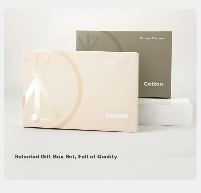 Threegun [Mulberry Silk 60s Long-Staple Cotton] Men's Short Sleeve T-Shirt Cool Touch Premium Silk Cotton Modal High Elasticity Men's Shirt Gift Box 21