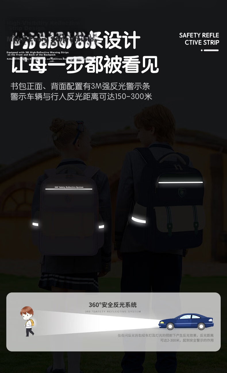 Sunshine 8 O'clock Primary School Backpack Spine Protection Lightweight Boys Girls Grades 1-3-6 Waist Support Anti-Drop Ultra-Lightweight Kids Shoulder Bag 20