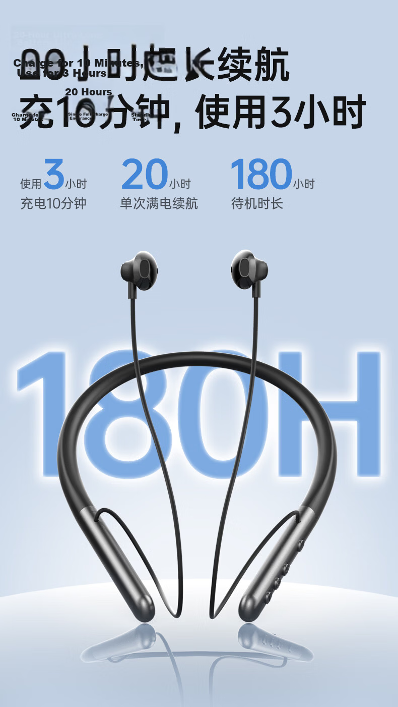 Viken 2026 Latest Model Neckband Bluetooth Earphones Semi-In-Ear Comfortable Wireless Sports Running Waterproof Long Battery Life Noise Cancelling Call Compatible with Apple Xiaomi 17