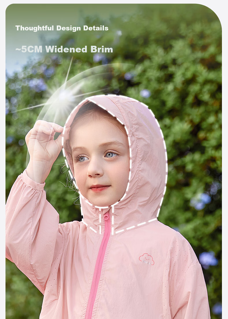 JELLYBABY Sun Protection Outdoor Windproof Pure Cotton Hooded Jacket 2026 New Summer Unisex Kids Sun Protection Coat Versatile for Middle Childhood 19