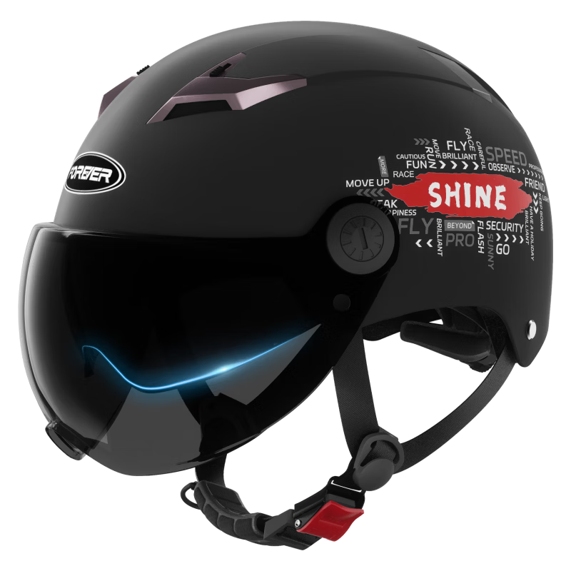 FOREVER Helmet, Electric Bicycle Summer Unisex Riding, 3C Certified, New National Standard A-Class Half Helmet, All-Season Universal Safety Helmet, 013 Graffiti Matte Black [Sun Protection Short Visor + Sun Protection Inner Visor]