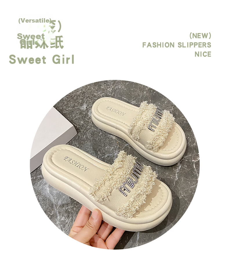 Cartelo Crocodile Women's Sandals Summer New Fashion Rhinestone Flat Casual Shoes Beige 36 3
