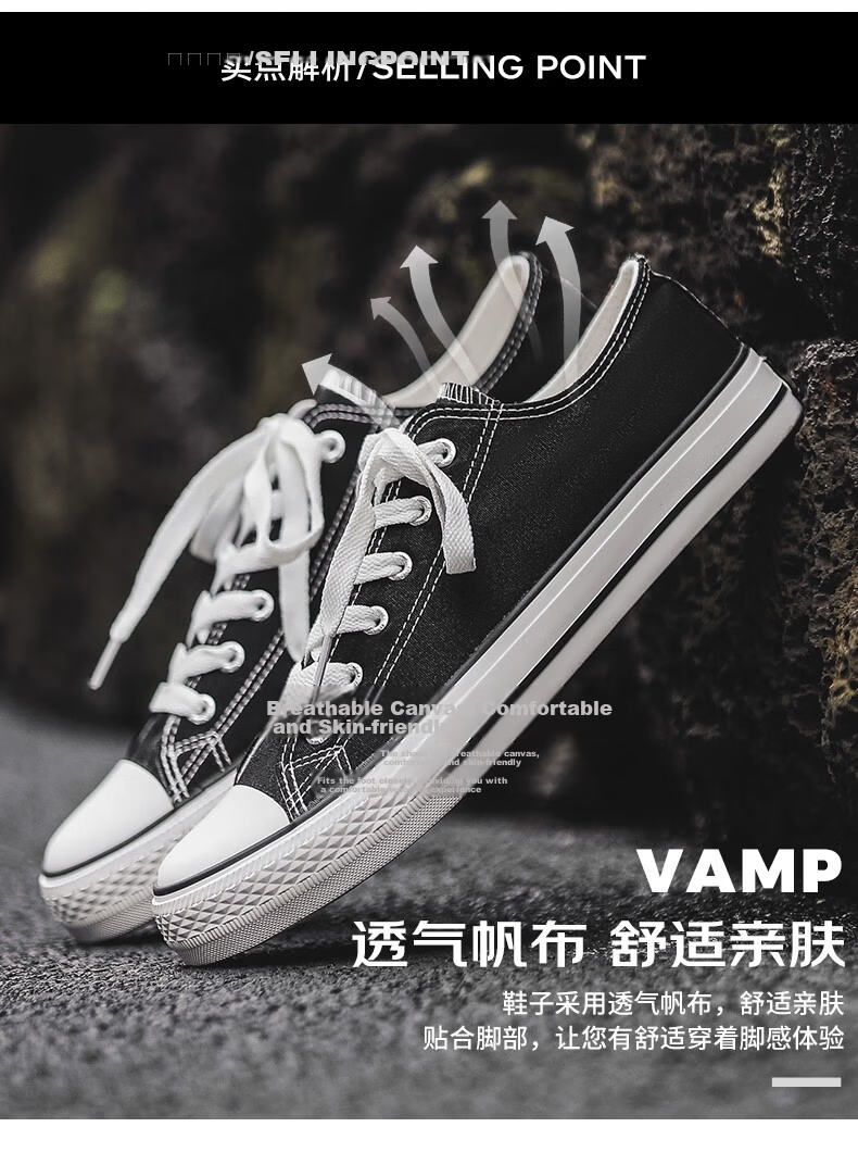 Warrior Official Canvas Shoes Men's Spring Summer Low-top Breathable Classic Couple Sneakers Casual Shoes White Size 44 13