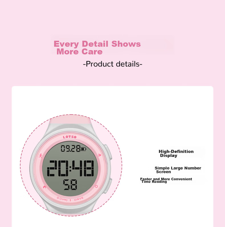 Disney Strawberry Bear Student Sports Outdoor Silent Alarm Electronic Watch Junior High School Girls Vibration Reminder Waterproof Kids Watch 13