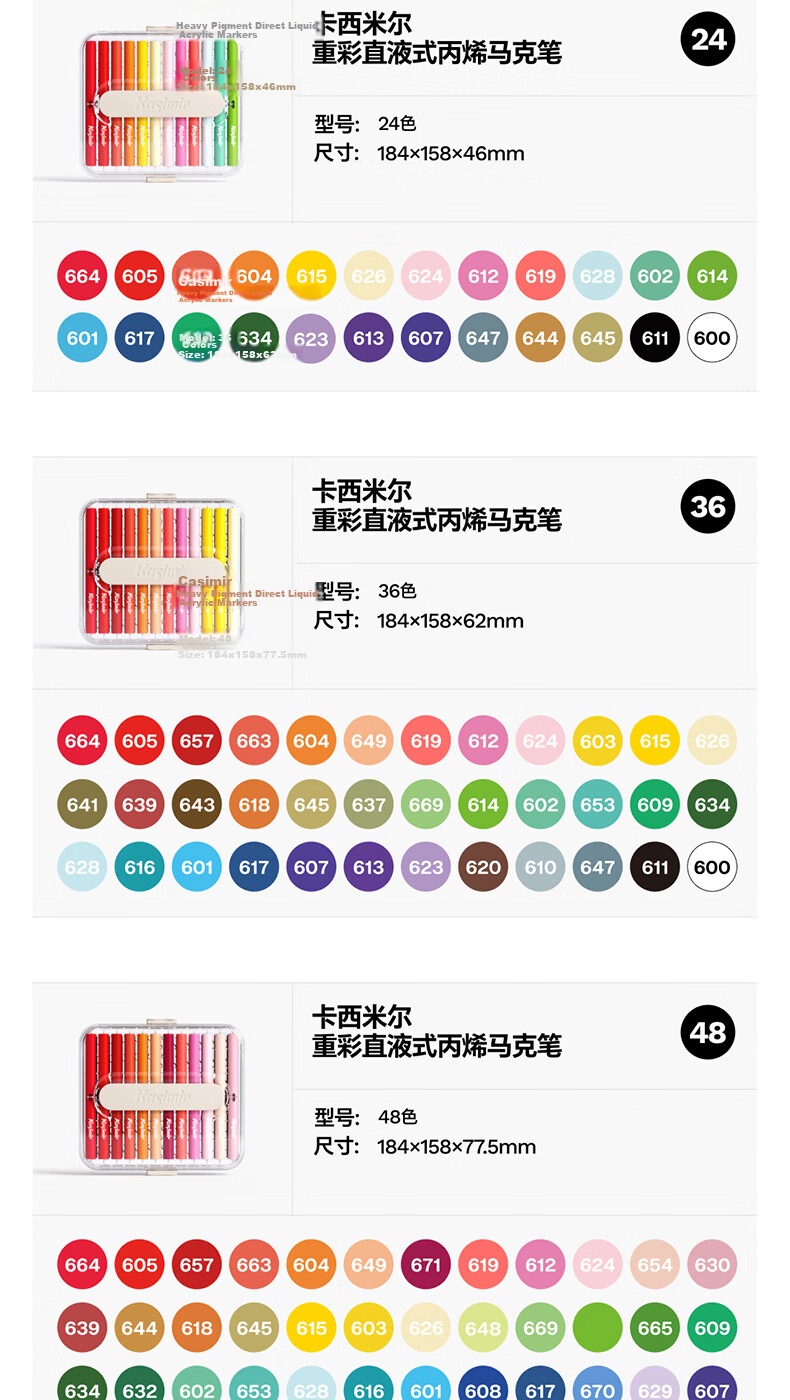 Casimir 84-Color Heavy Pigment Direct Liquid Acrylic Marker Set for Elementary Students and Art Students, Layerable Opaque Watercolor Pens, Drawing Pens, Birthday Gift for Girls 15