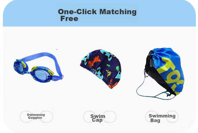 9i9 Kids Swimwear Boys Cartoon Dinosaur Sun Protection Three-Piece Set with Hooded Swim Shorts B137 Blue 2XL 8
