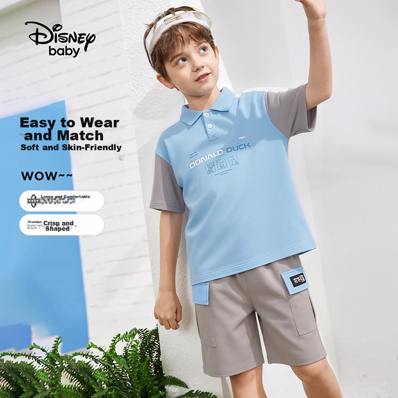 Disney Boys Summer Short Sleeve Set 2026 New Fashion Polo Casual Set