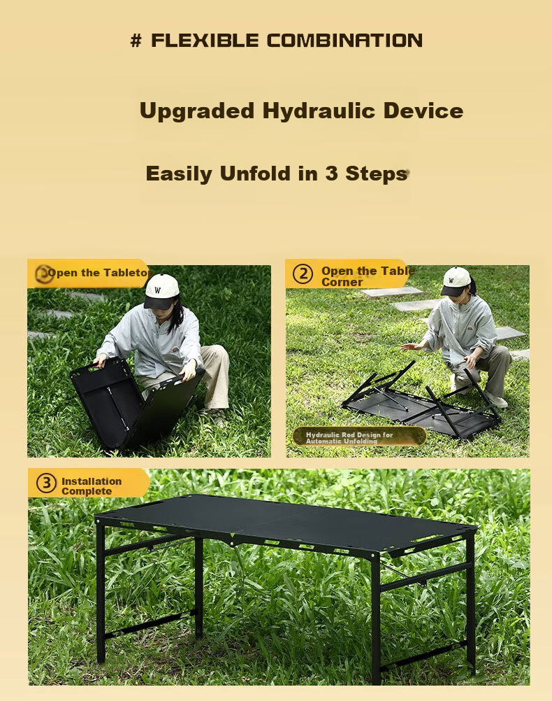 Hakkai Bird Shadow Tactical IGT Camping Table Outdoor Hydraulic Folding Portable Picnic Table Large Lightweight Gear 10