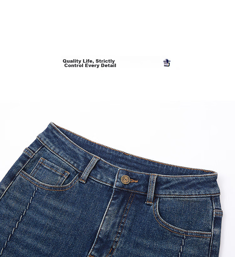 Demana [Fleece Lined Version] Winter Hand-Washed Warm Cloud Cotton Flared Slim Stitching Washed Women's Jeans 12