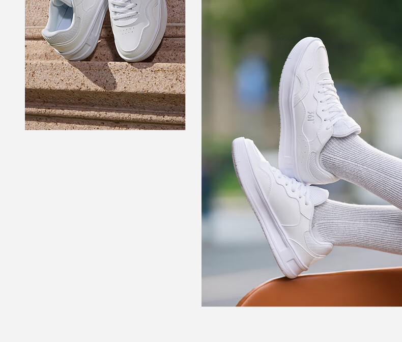 361° Women's Sports Shoes Summer Thin White Shoes Thick Sole Casual Sneakers 682616604F-3 26