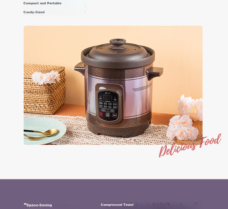SANYUAN Electric Slow Cooker Clay Pot Soup Pot Large Capacity Fully Automatic 8L Electric Stew Pot Timer Reservation Purple Clay Soup Pot Household Porridge Cooker Health Pot Electric Clay Pot XYDTG80 3