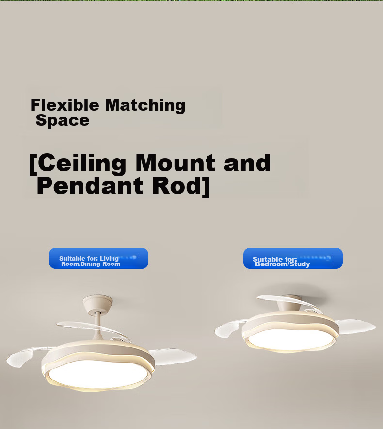 Dell Fan Light Pure Eye Protection Invisible Ceiling Fan Light LED Cream Style Zhongshan Lighting Dining Bedroom Light with Installation Included 19