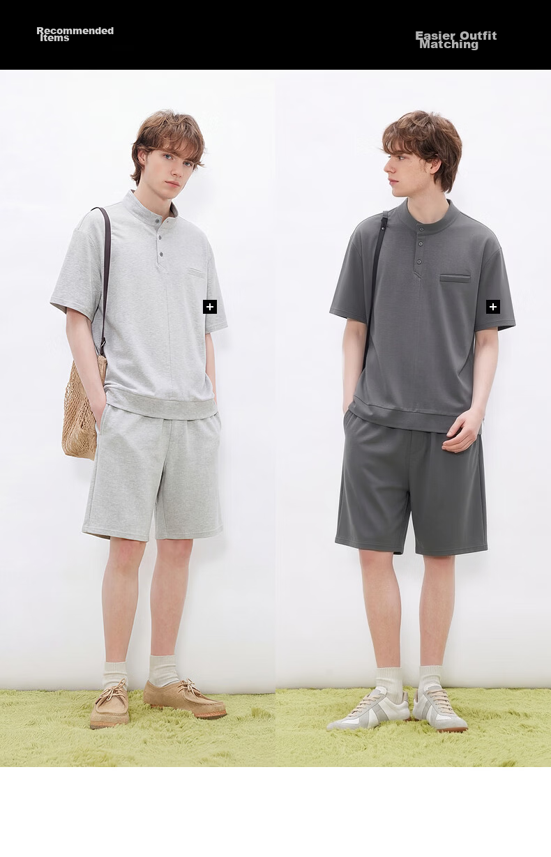 Gxgjeans Men's Basic Solid Color Loose Casual Shorts Summer New Dark Gray 175/L 6