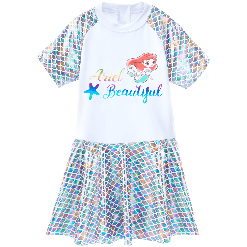Disney Girls' One-Piece Swimsuit Summer Kids High Elastic Breathable Children's Swimsuit DEE25948-D White Size 110