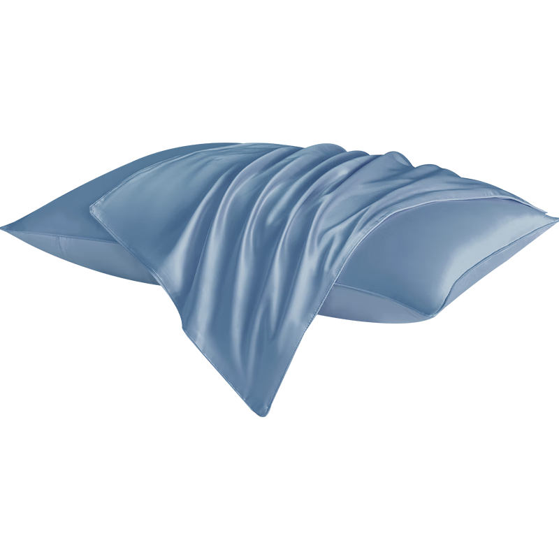 Ciyun Plain Silk Pillowcase, 19 Mm, 100% Mulberry Silk, Single-Sided Pillow Cover, Single Pack, Smog Blue, 74*48cm