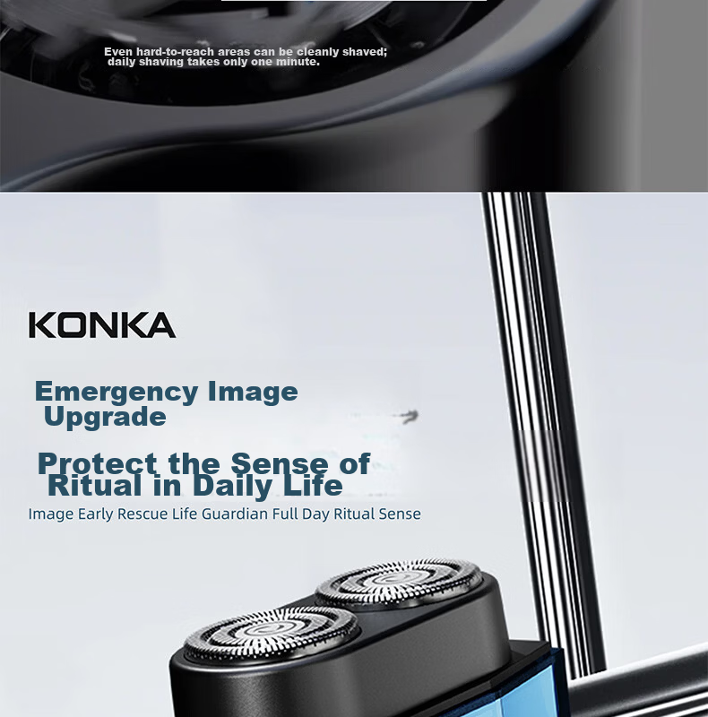 KONKA Electric Shaver Dual-Engine Rotary Men's Beard Trimmer Portable Fast Charging Long Battery Life No Stubble Travel Gadget Gift for Men Valentine's Day 520 12