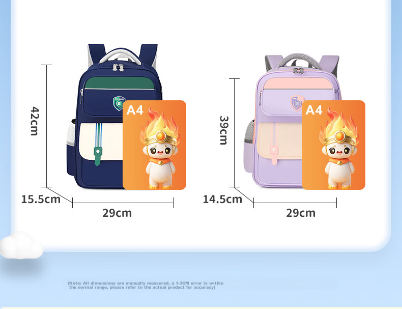 Sunshine 8 O'clock Primary School Backpack Spine Protection Lightweight Boys Girls Grades 1-3-6 Waist Support Anti-Drop Ultra-Lightweight Kids Shoulder Bag 16