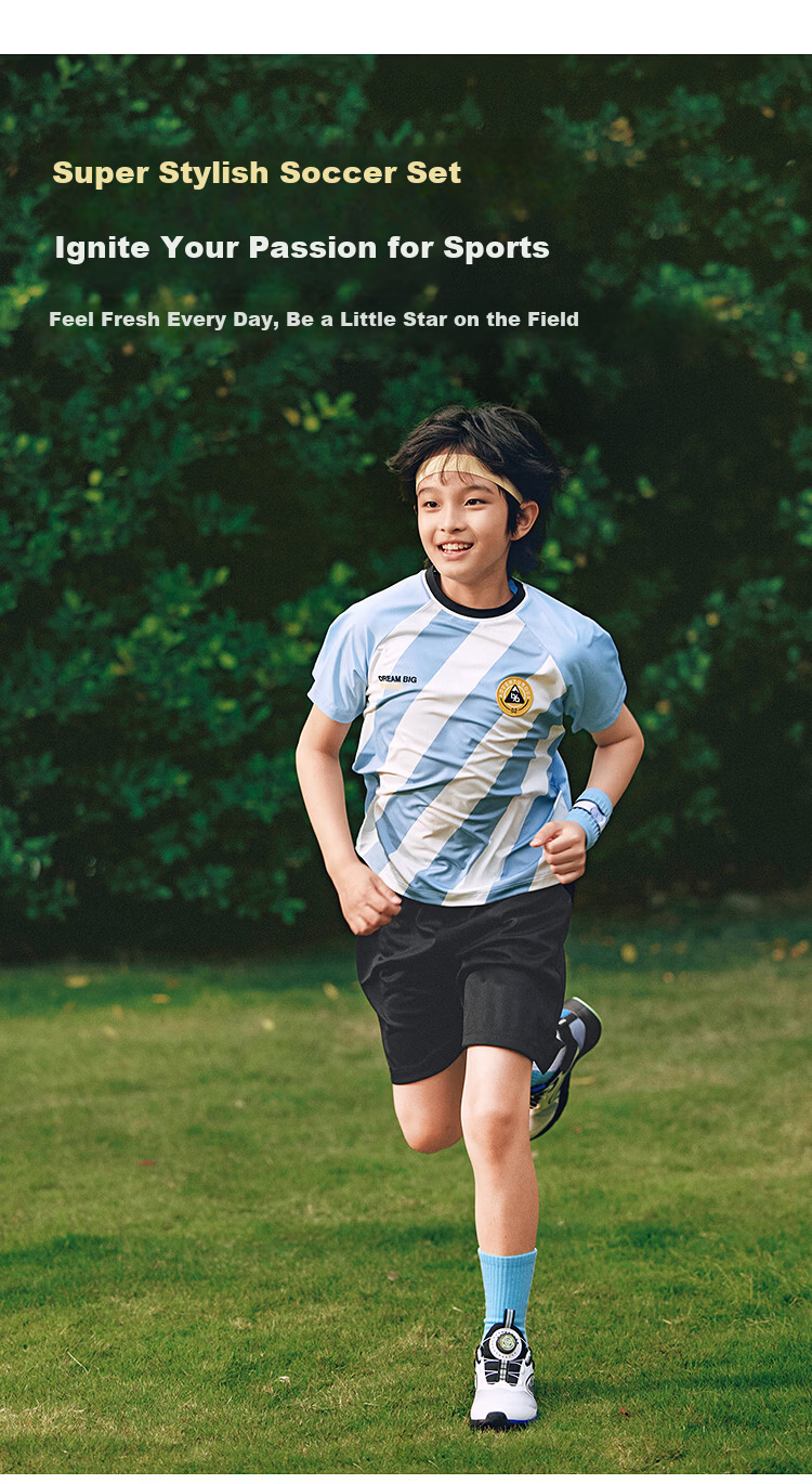 Balabala Kids Short Sleeve Set Boys Girls Baby 2-Piece Summer 2026 Football Jersey and Shorts Moisture-Wicking Quick-Dry 5