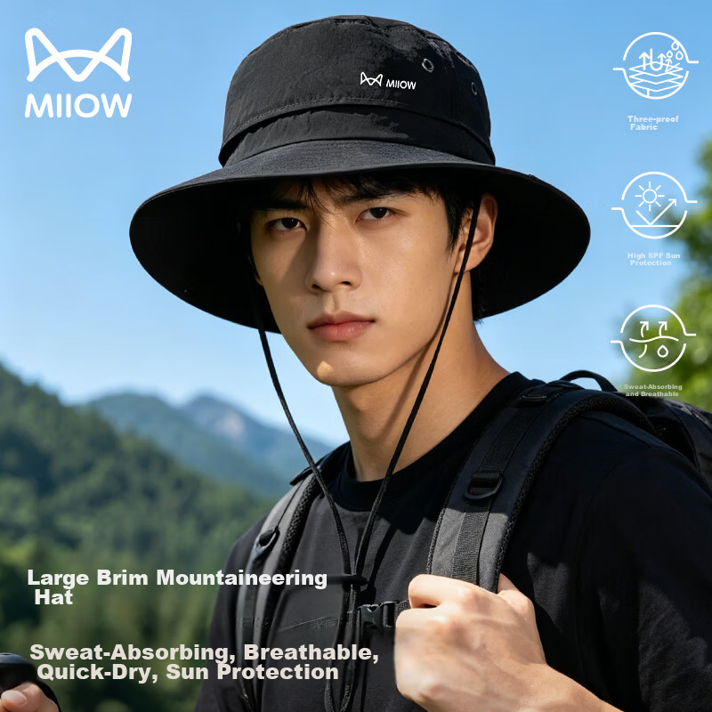 Miiow Men's Summer Sun Protection Outdoor Breathable Mountaineering Fishing Climbing Bucket Hat