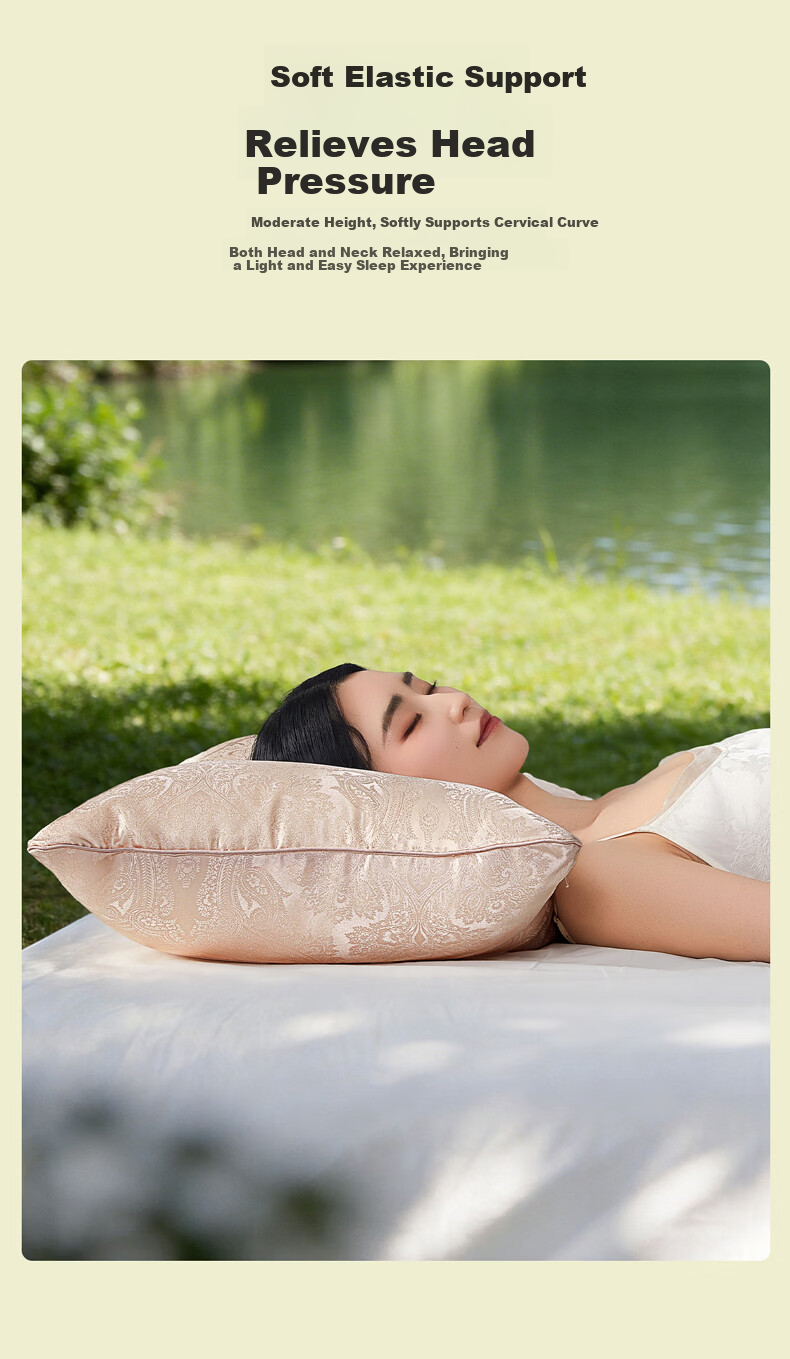 BelleSilk Silk Pillow Adult Pillow Core Silk Composite Pillow Single Neck Support Pillow for Deep Sleep 48*74cm 9