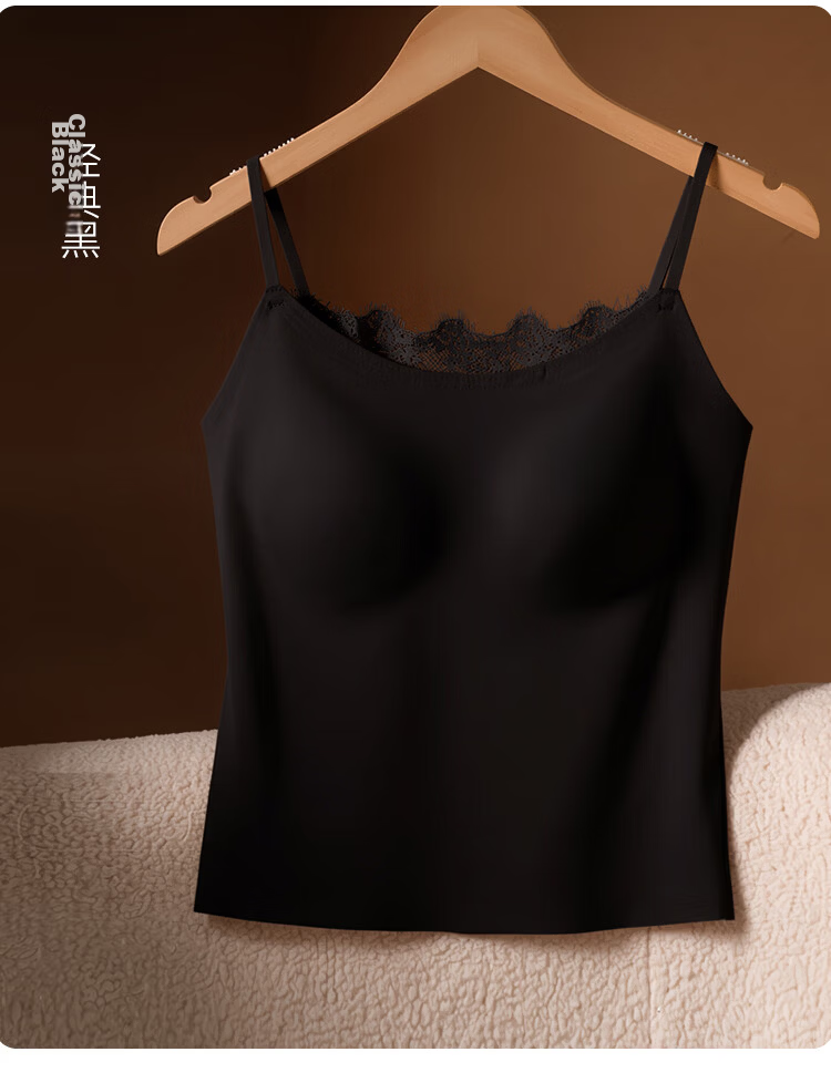 Audifene Women's Camisole with Chest Pad Silk V-Neck Spring Summer Lyocell Lace Innerwear Outerwear Skin XL 15