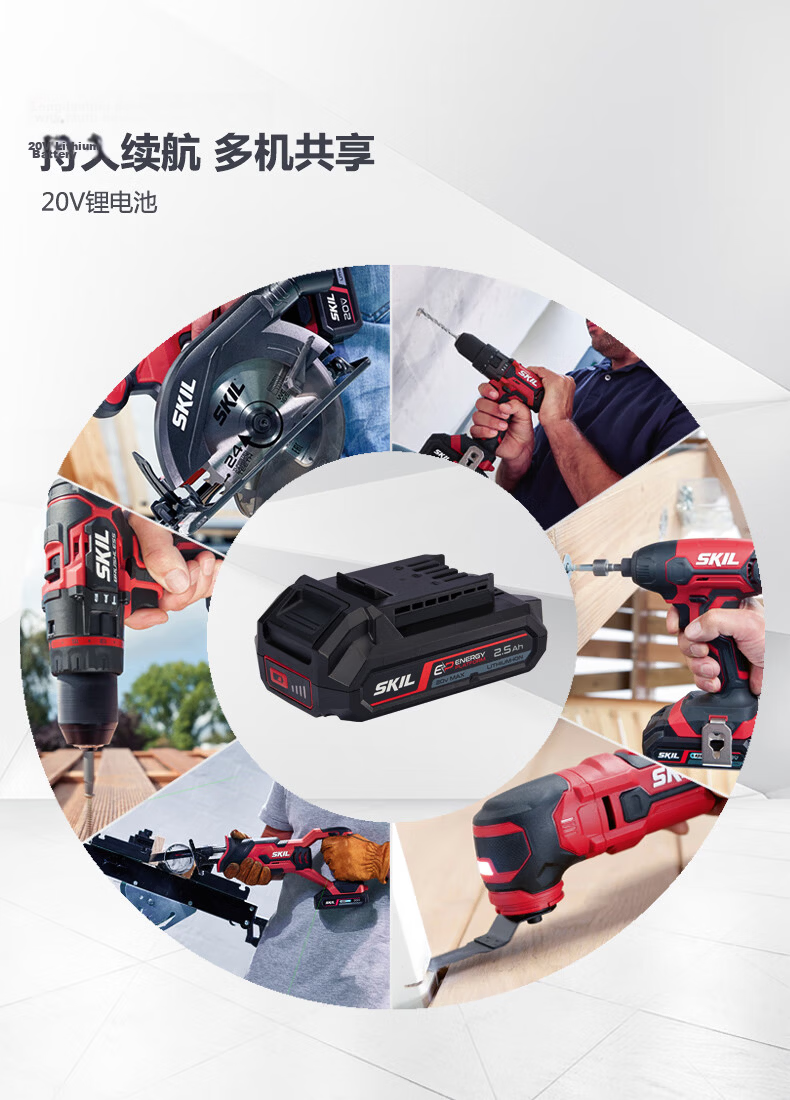 SKIL 20V Lithium-Ion Cordless Power Tool 2Ah Battery Pack Long-Lasting Convenient Charging 5197 4