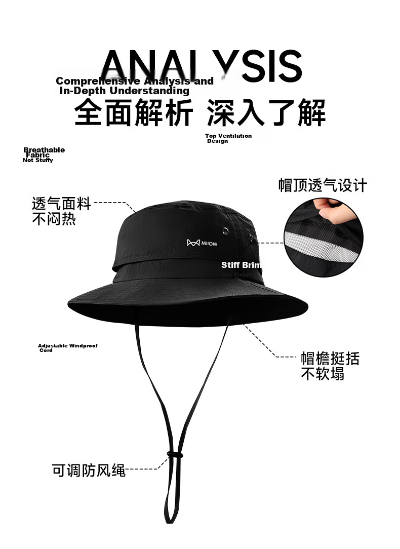 Miiow Men's Summer Sun Protection Outdoor Breathable Mountaineering Fishing Climbing Bucket Hat 2
