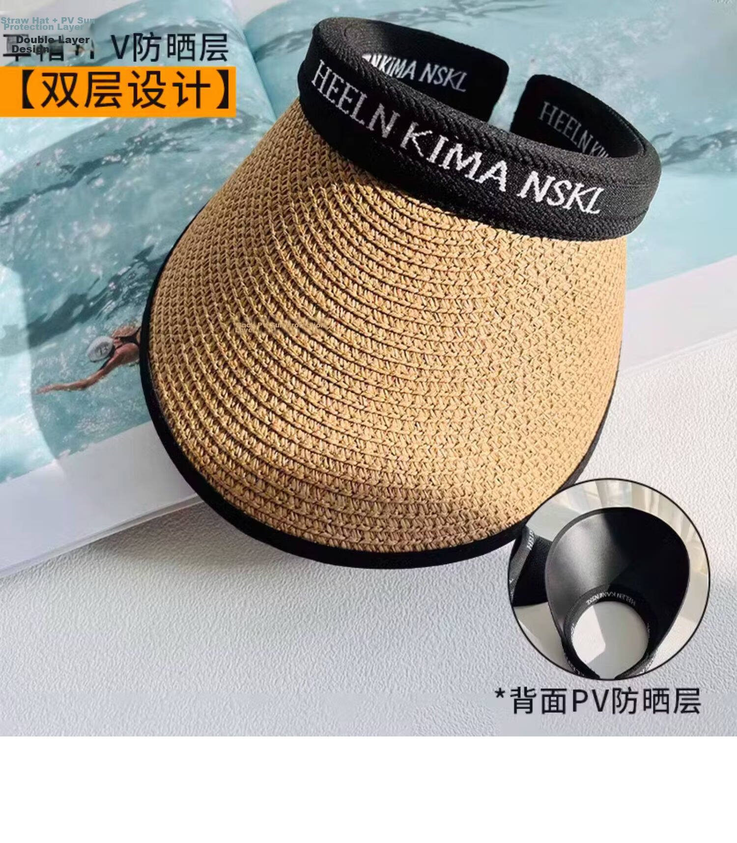 Jingtang Jingpin Women's Sunscreen Hat 2026 Summer Beach Straw Hat UV Protection Open-Top Large Brim Sunshade Face Covering Sun Hat for Cycling 13
