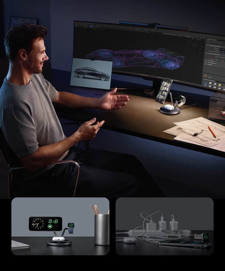 ANKER Prime 35W Semiconductor Air-Cooled 3-in-1 Desktop Wireless Charger Dock Magsafe Magnetic Stand for Apple Watch iPhone Earbuds Apple Watch 23