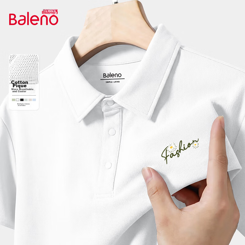 Baleno Men's Cotton Pique Short Sleeve Polo Shirt 2026 Summer New Breathable Cool Casual Outdoor Loose Fit Versatile 10