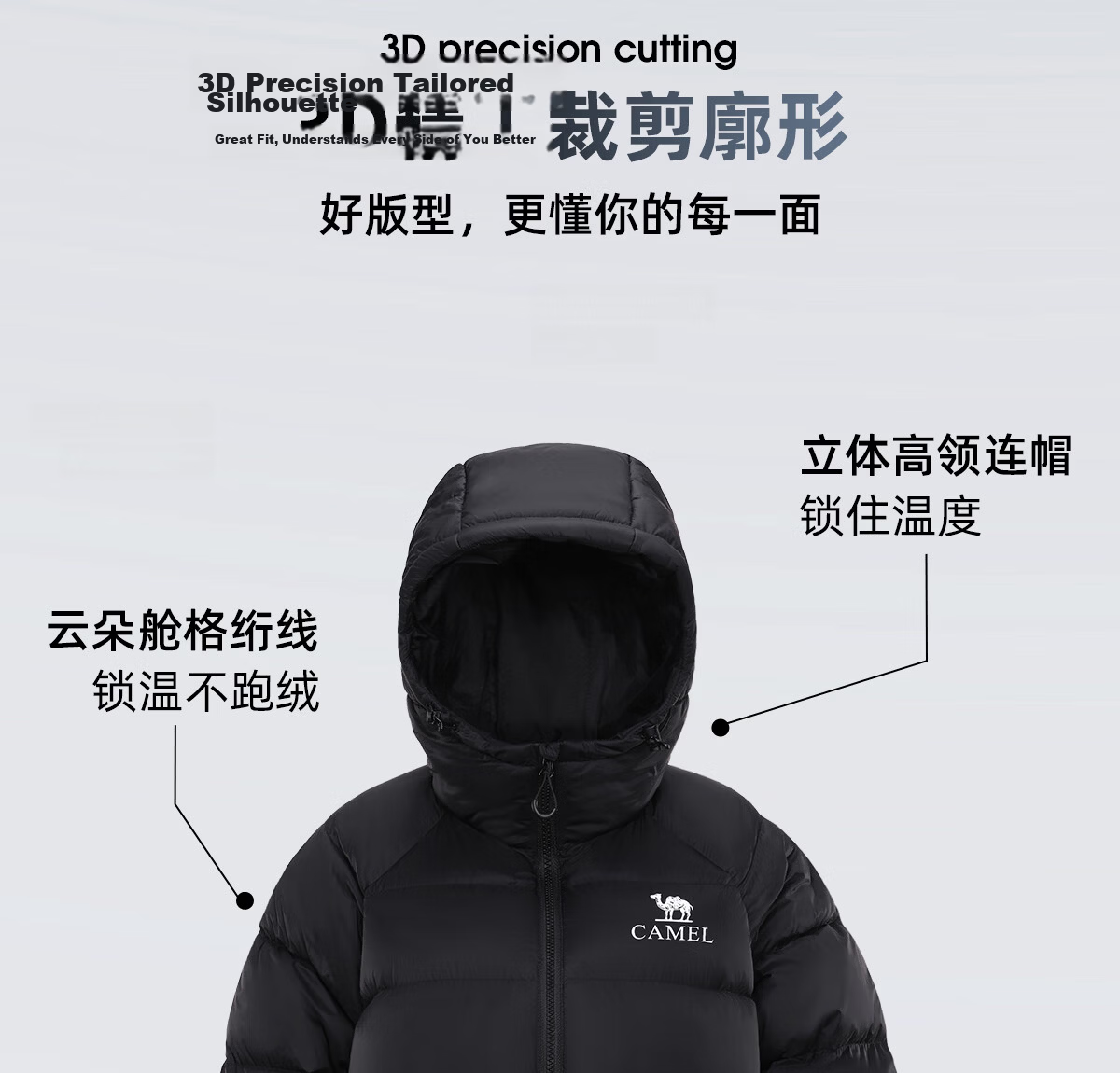 CAMEL Women's down Jacket, Autumn And Winter New Style, Unisex High-Loft Windproof Warm Anti-Static Puffer Coat, 2XL 15