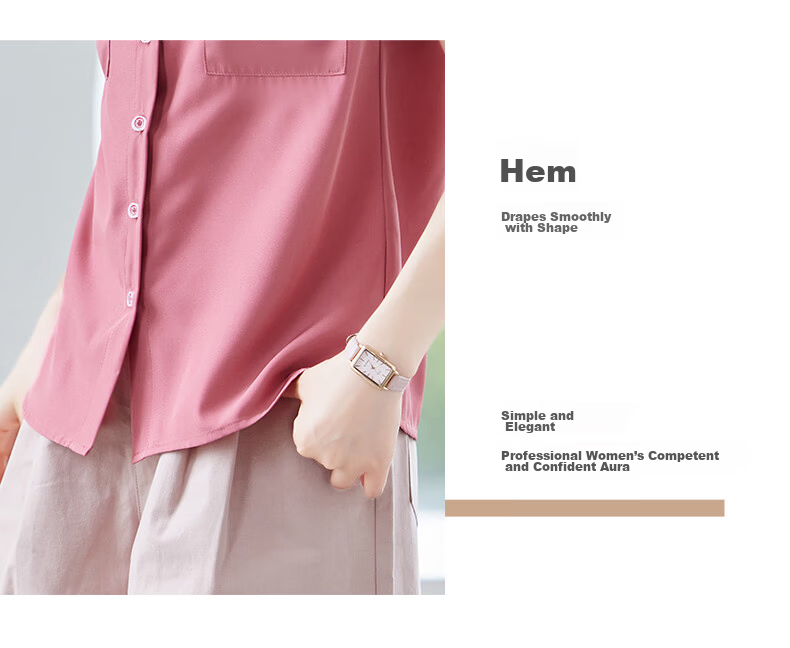 Jeanswest Women's Shirt 2026 Summer Short Sleeve Casual Elegant Fashion Versatile Top Pink L 6