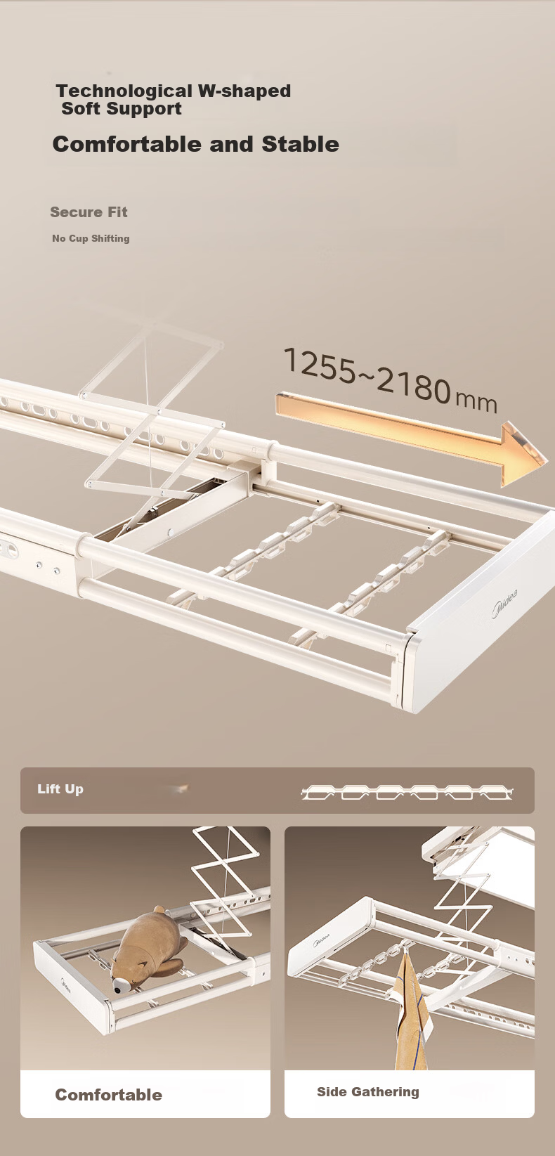 Midea Electric Clothes Drying Rack Smart Voice-Controlled Lift Ultra-Thin Dryer DH01LMAX 8